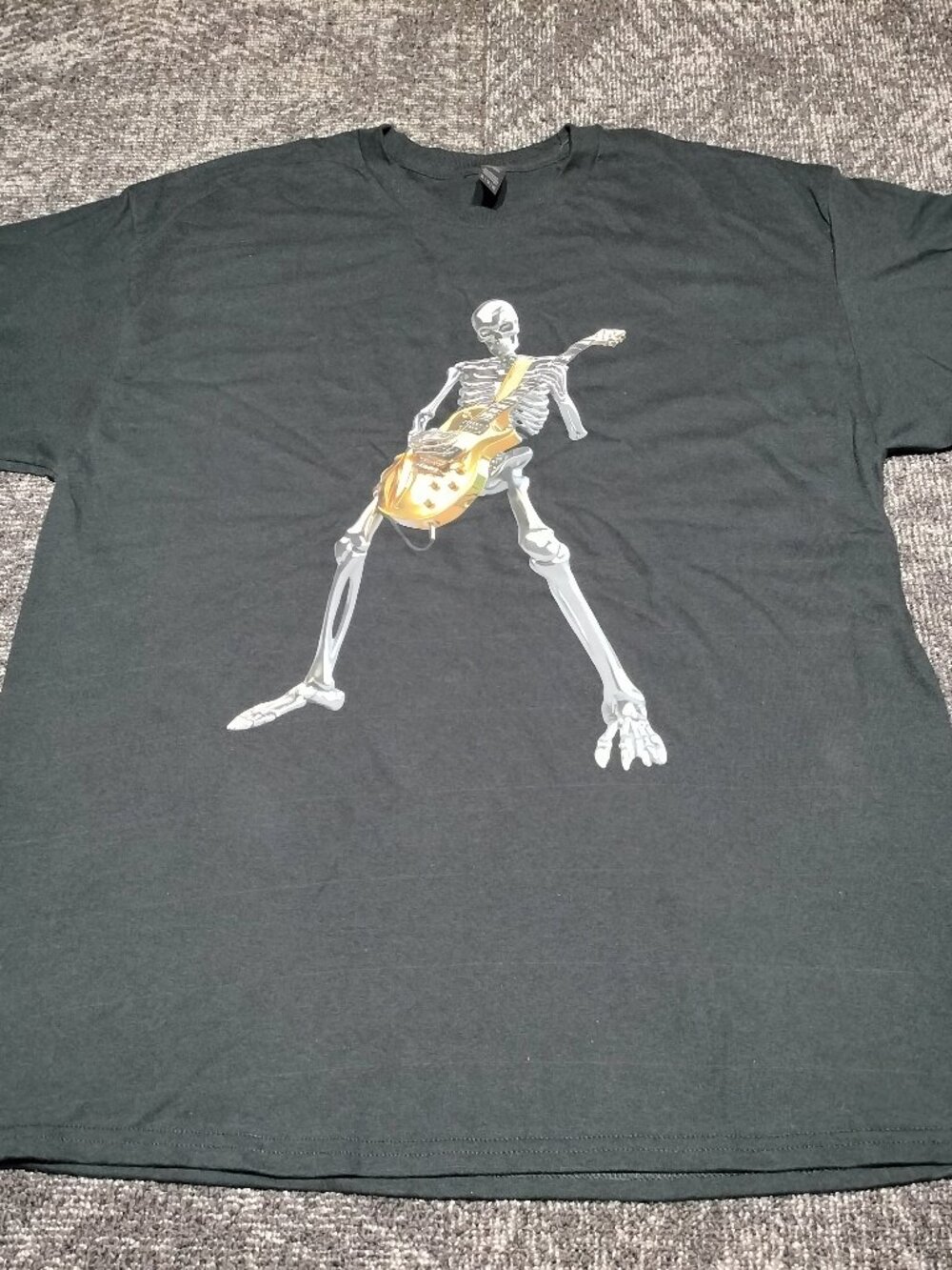 Skeleton guitar player musician music lover Black T-shirt Size XL men's NEW